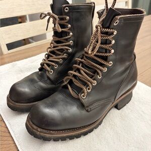 RED WING 699 Vibram Logger Boot Vintage Size 9.5 D Leather USA Soft Toe